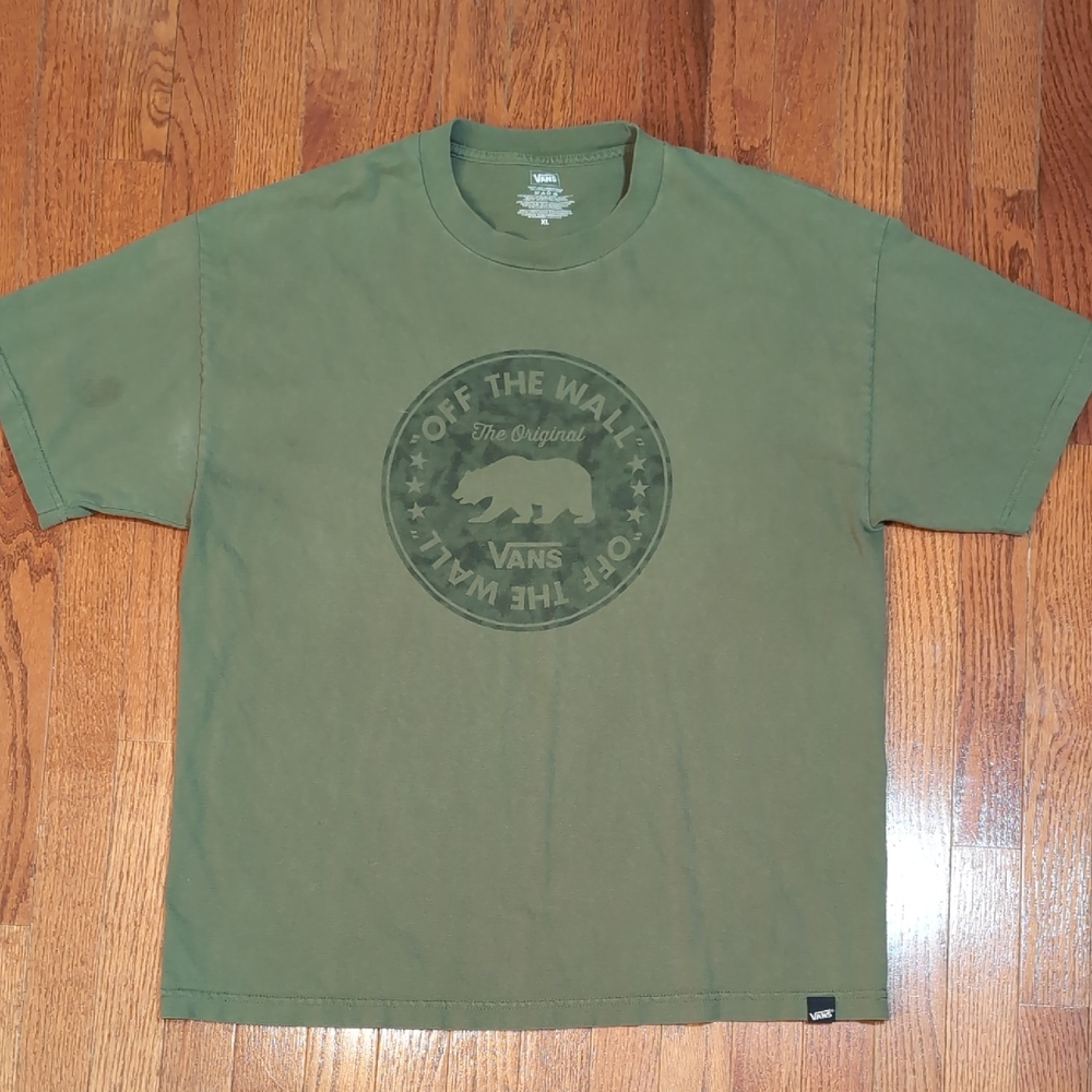 Vans Off The Wall The Original Bear Logo T-shirt Size XL Olive Green